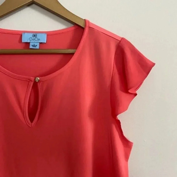 Cece Coral Flutter Blouse - Picture 4 of 6